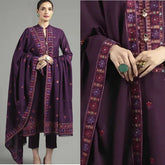 BAREEZE MOST HIT DHANAK WOOL EMBROIDERED 3 PIECE